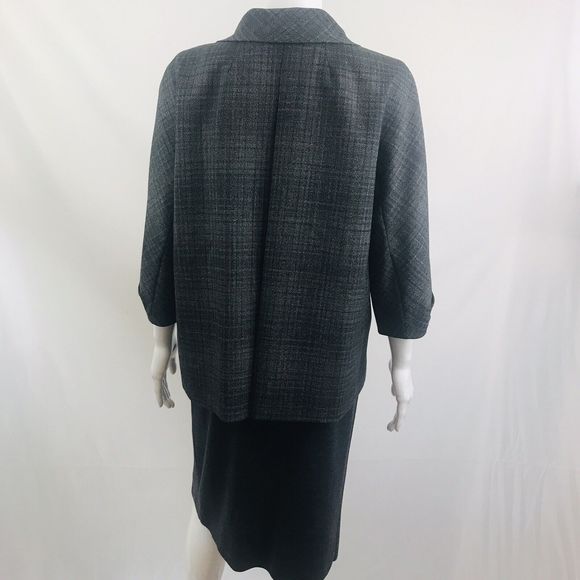 Lida Baday Suit 14P Designer Jacket Skirt Gray Wool Blend Jackie O Luxury Style - Picture 5 of 12